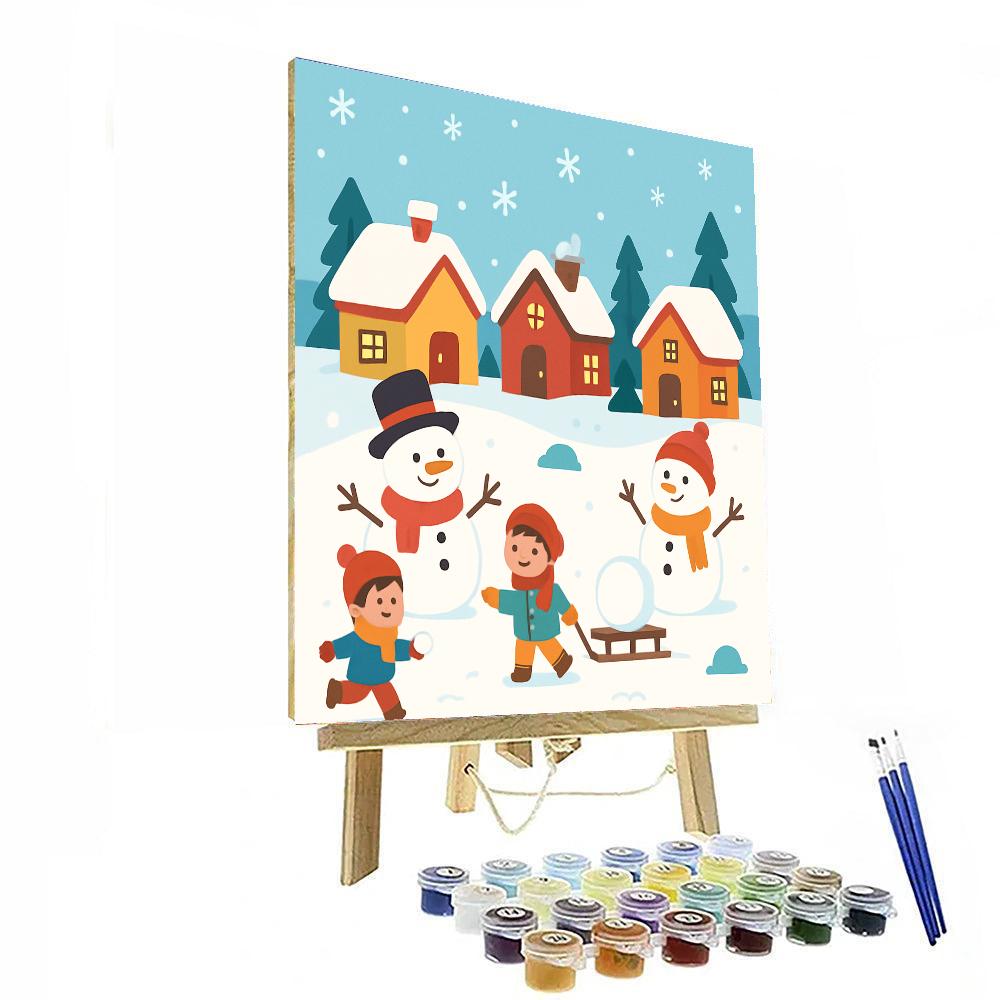 Jolly Snowman Village Painting By Numbers Kit