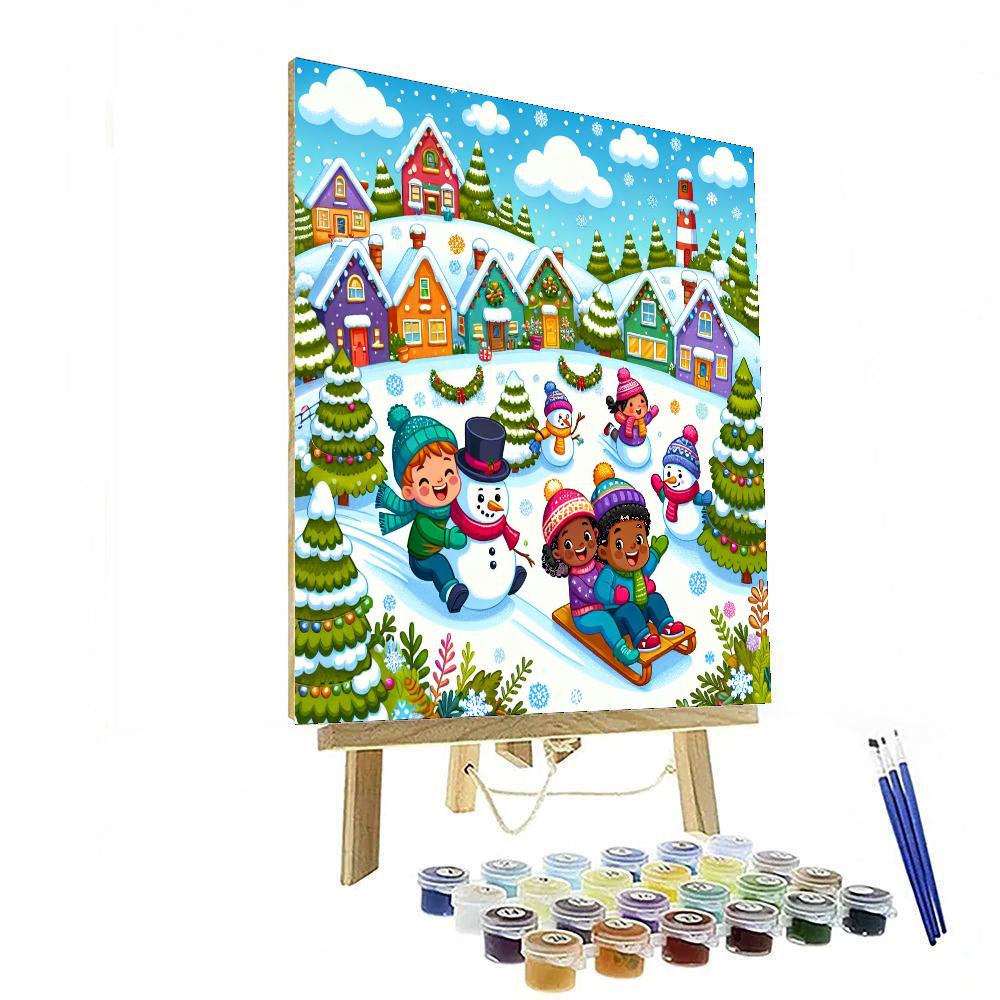 Joyful Snowy Village Numbered Painting Kits