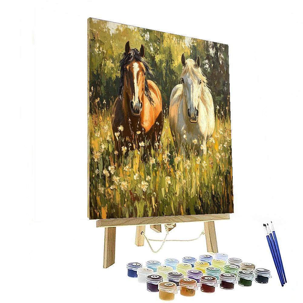 George Stubbs Inspired Noble Steeds In Spring  Number Painting