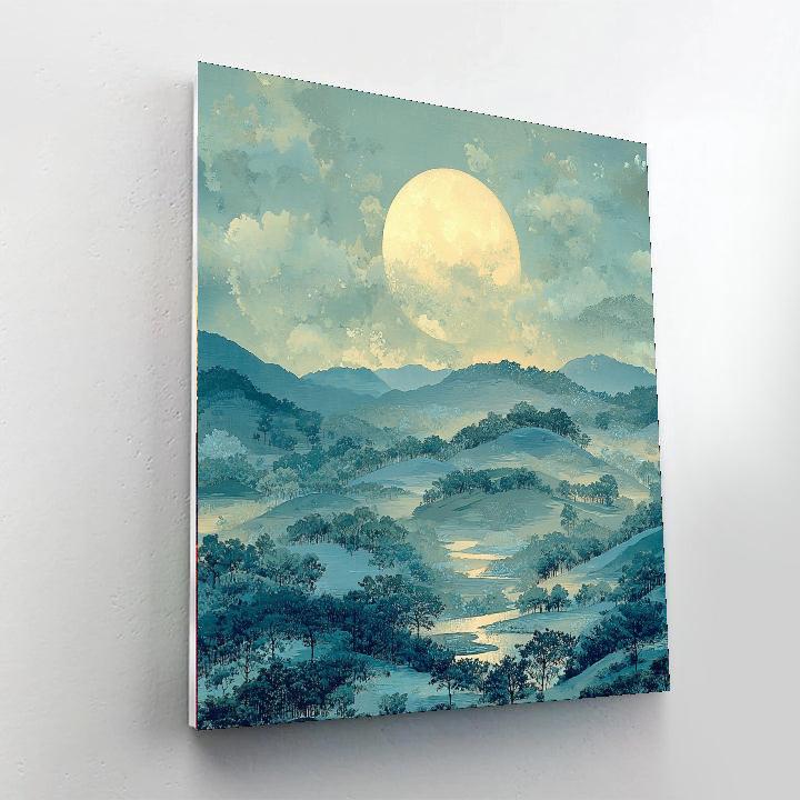 Hiroshige Inspired Mystic Moonrise  Number Painting