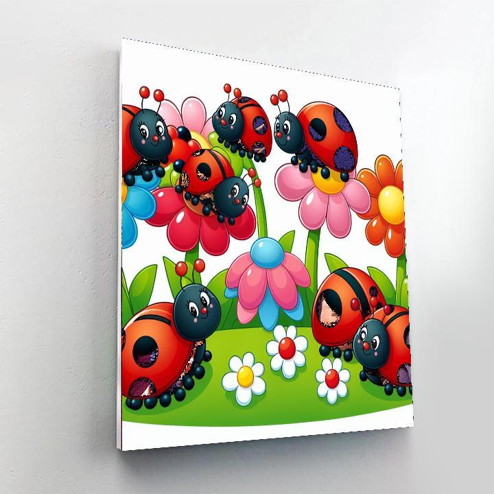 Cheerful Garden Ladybugs Paint By Color