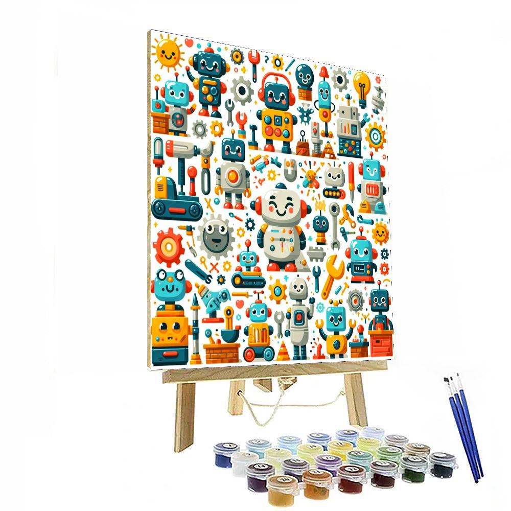 Adventure At The Robot Factory Paint By Numbers