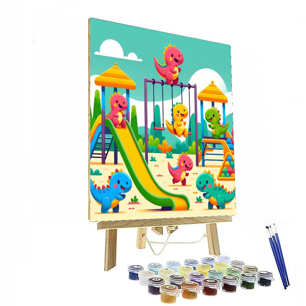 Friendly Dinosaurs Playground Paint By Numbers Art