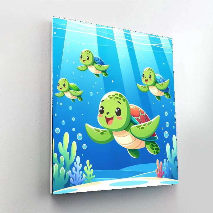 Bubbly Sea Turtles DIY Paint By Numbers