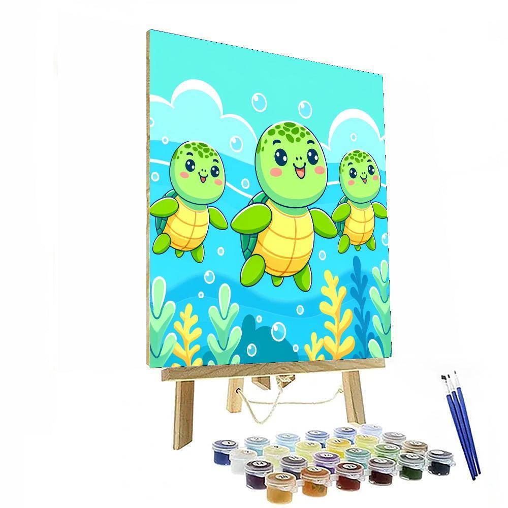 Adorable Turtles Painting By Numbers Kit