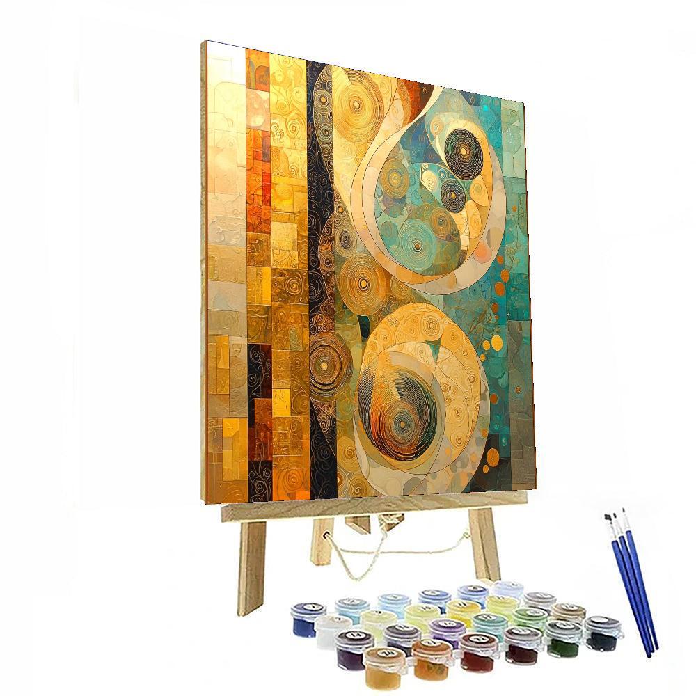 Gustav Klimt Inspired Harmony Of Abstract Spirals  Paint By Numbers Art
