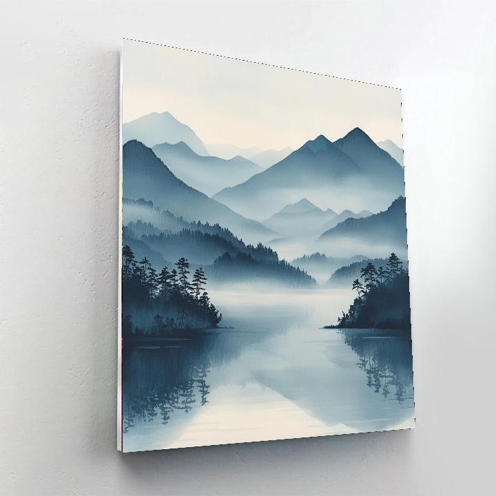 Hiroshige Inspired Dreamy Misty Mountains  Painting By Numbers Kit