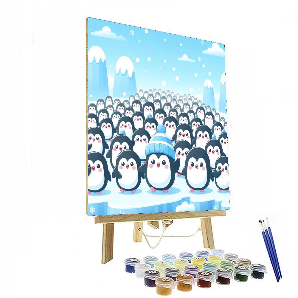 Cuddly Penguin Parade Paint By Numbers Art