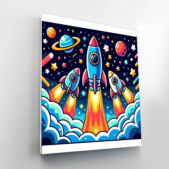 Rocket Ship Race Paint By Number