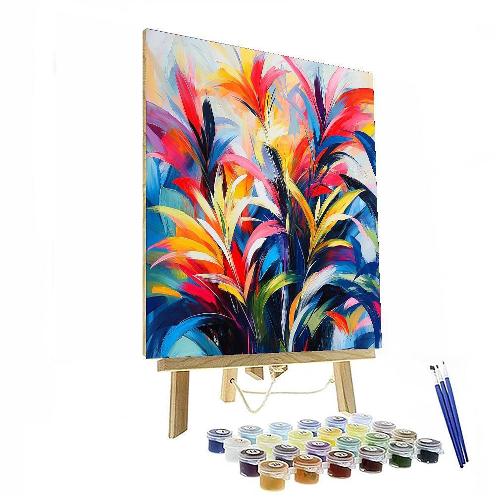 Modern Expressionist Style Inspired Vivid Abstract Bloom  Paint By Numbers Kits