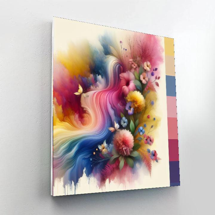 Cascading Watercolor Flowers Paint By Numbers