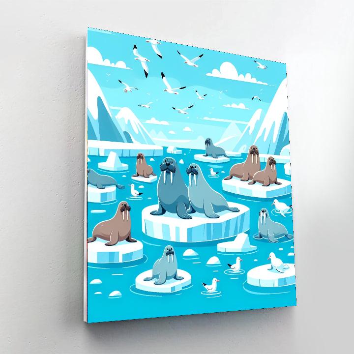 Whimsical Walrus Waterworld Number Painting