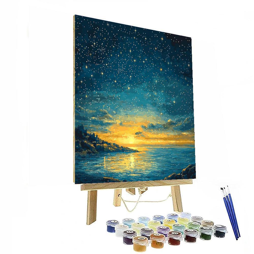 Georges Seurat Inspired Harmony Of Night Skies  Number Painting