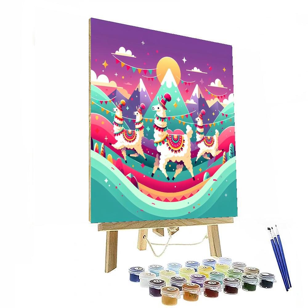 Lively Llama Parade Paint By Numbers