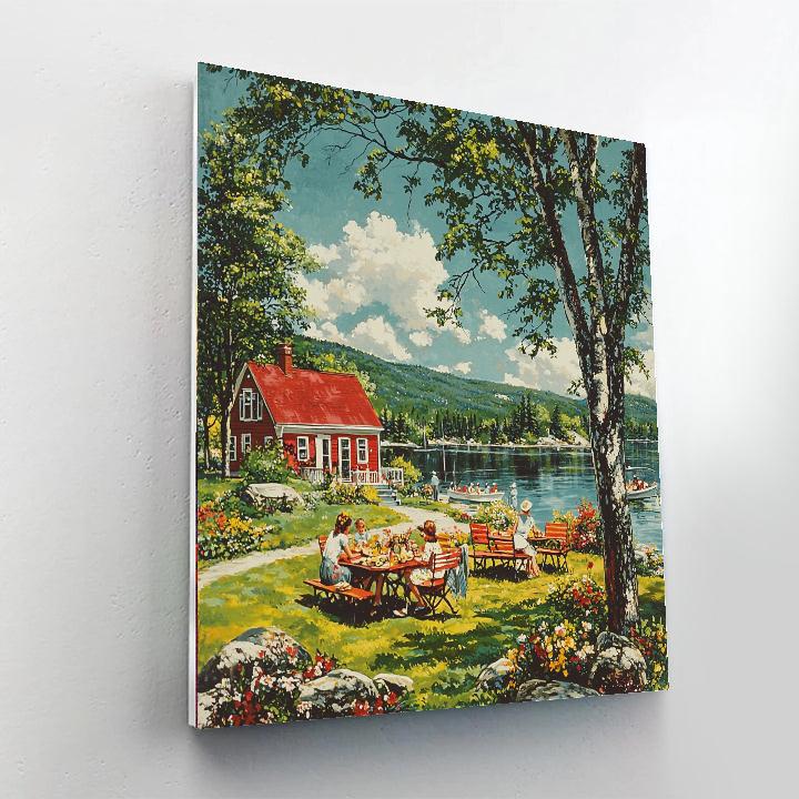 Norman Rockwell Inspired Nostalgic Summer Picnic  Paint By Numbers