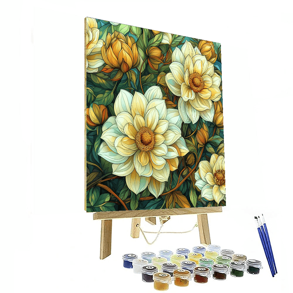 Alphonse Mucha Inspired Art Nouveau Floral Harmony  Paint By Numbers