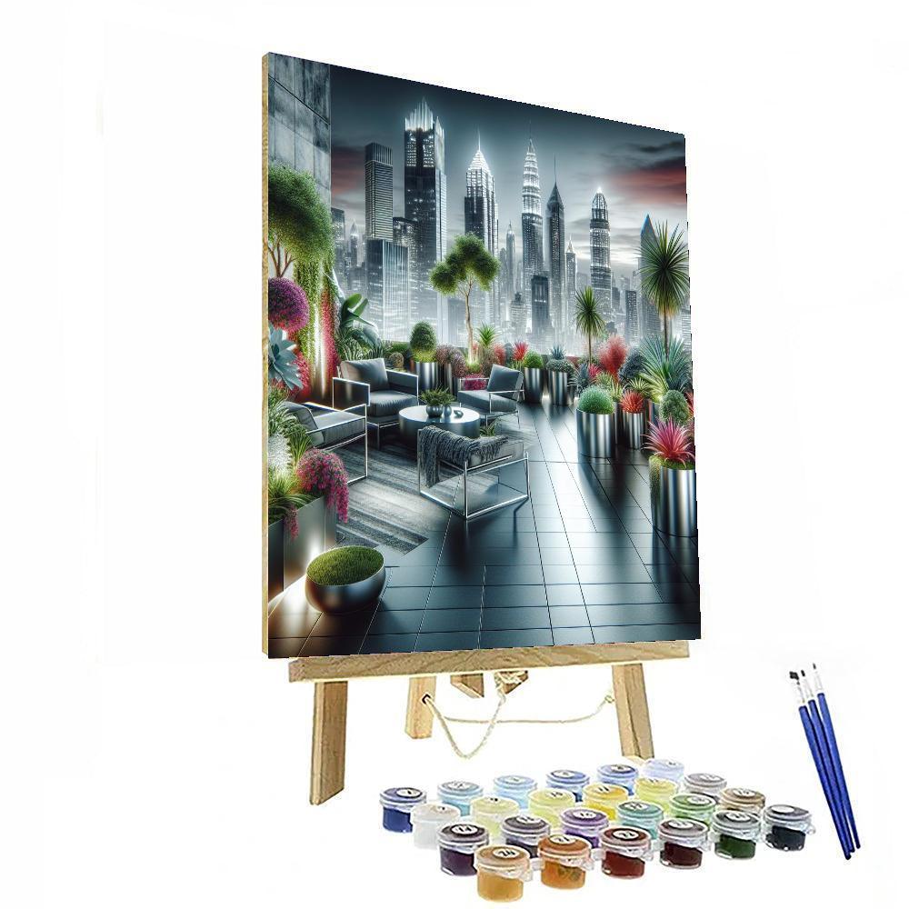 Chic Urban Rooftop Garden Paint By Numbers Art