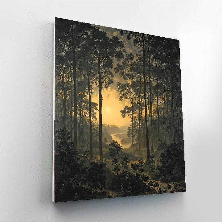 Caspar David Friedrich Inspired Forest Silhouette  Paint By Number