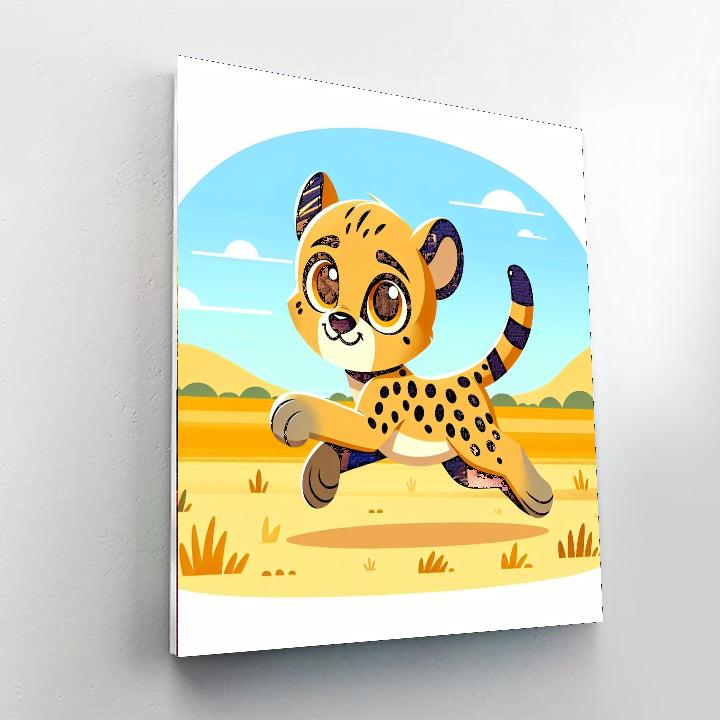 Cheerful Cheetah Cub Paint By Numbers Art