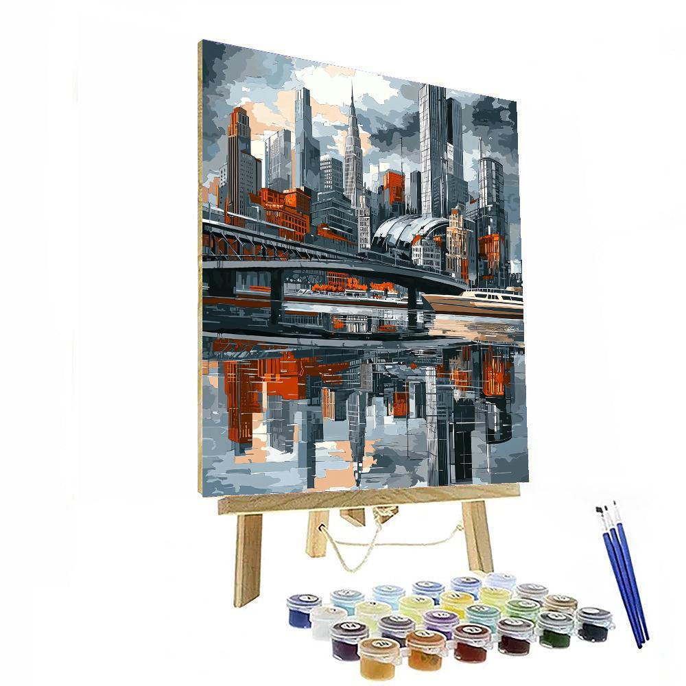 Charles Demuth Inspired Modern Industrial Skyline  Paint By Numbers