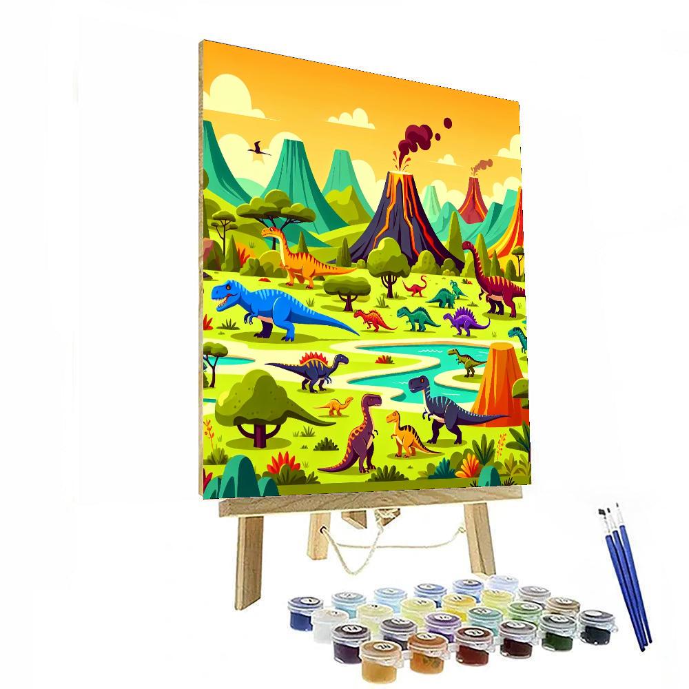 Dinosaur Time Travelers DIY Paint By Numbers