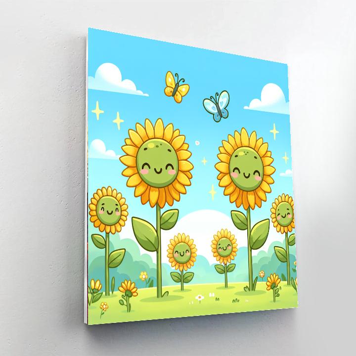 Happy Sunflower Parade Painting By Numbers Kit