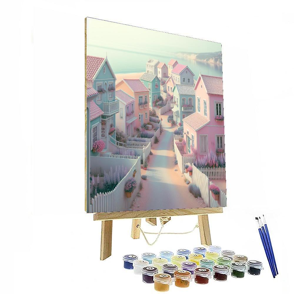 Pastel Coastal Village Numbered Painting Kits