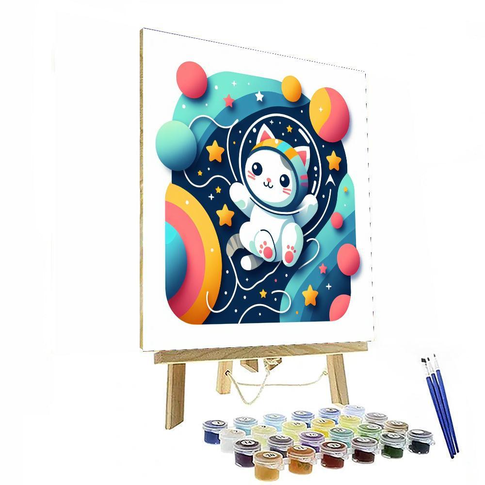 Brave Astronaut Kitty Painting By Numbers Kit
