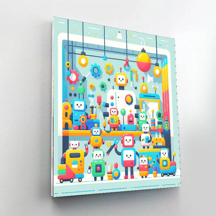 Joyful Robot Workshop Paint By Numbers Art