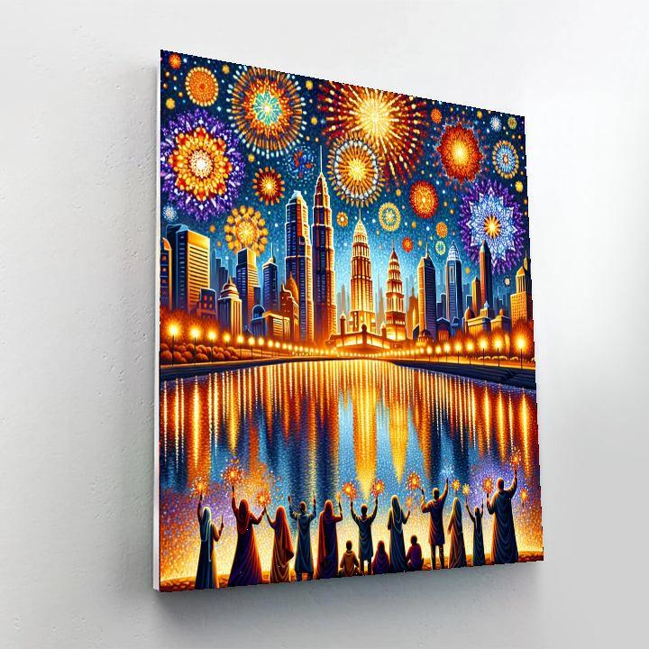 Diwali Fireworks Spectacular - Dubai Paint By Numbers Art