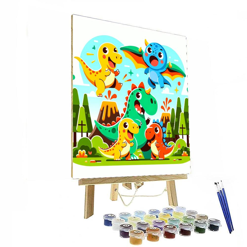 Bouncy Dinosaur Family Painting By Numbers Kit