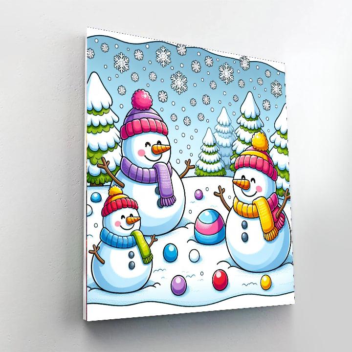 Giggly Snowmen Numbered Painting Kits