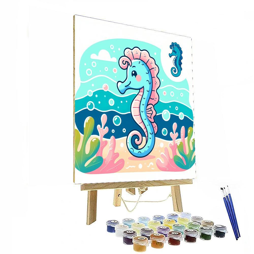 Silly Seahorse Splash Paint By Numbers Art