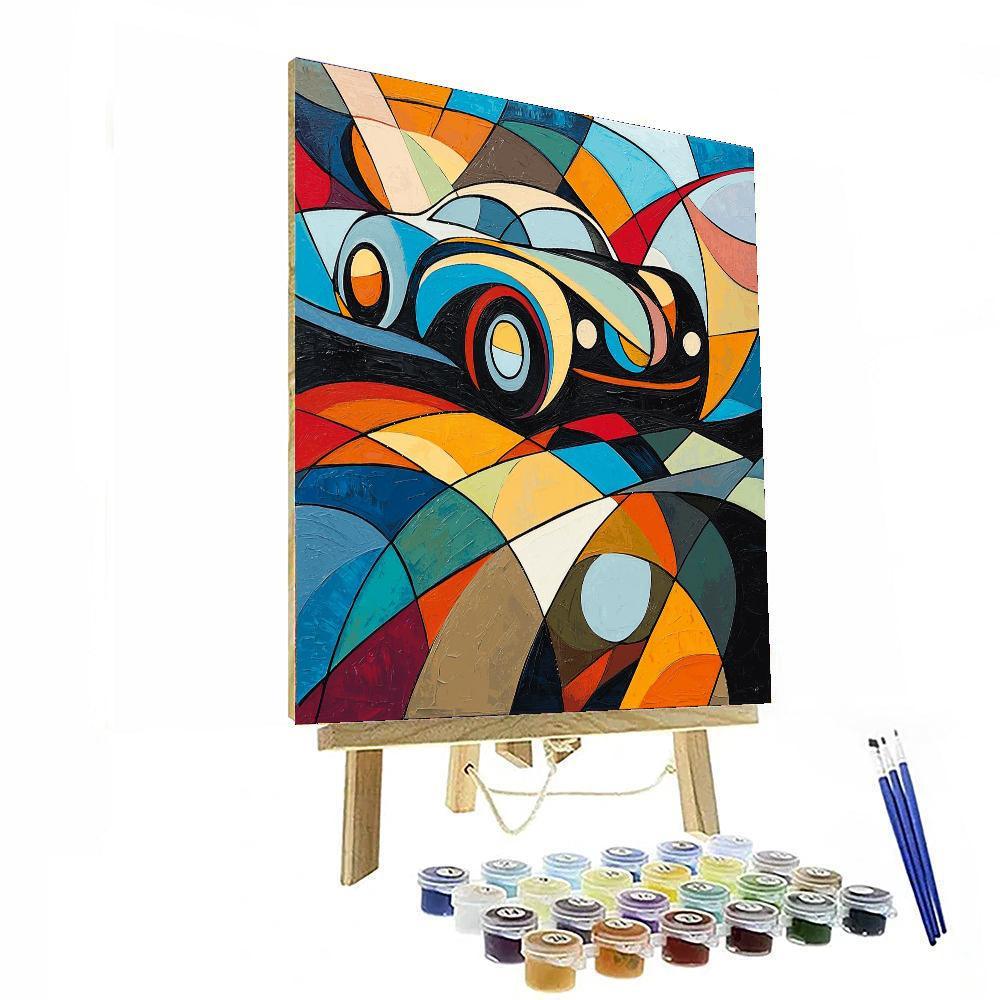 Picasso Inspired Retro Vehicle Adventure  Painting By Numbers Kit