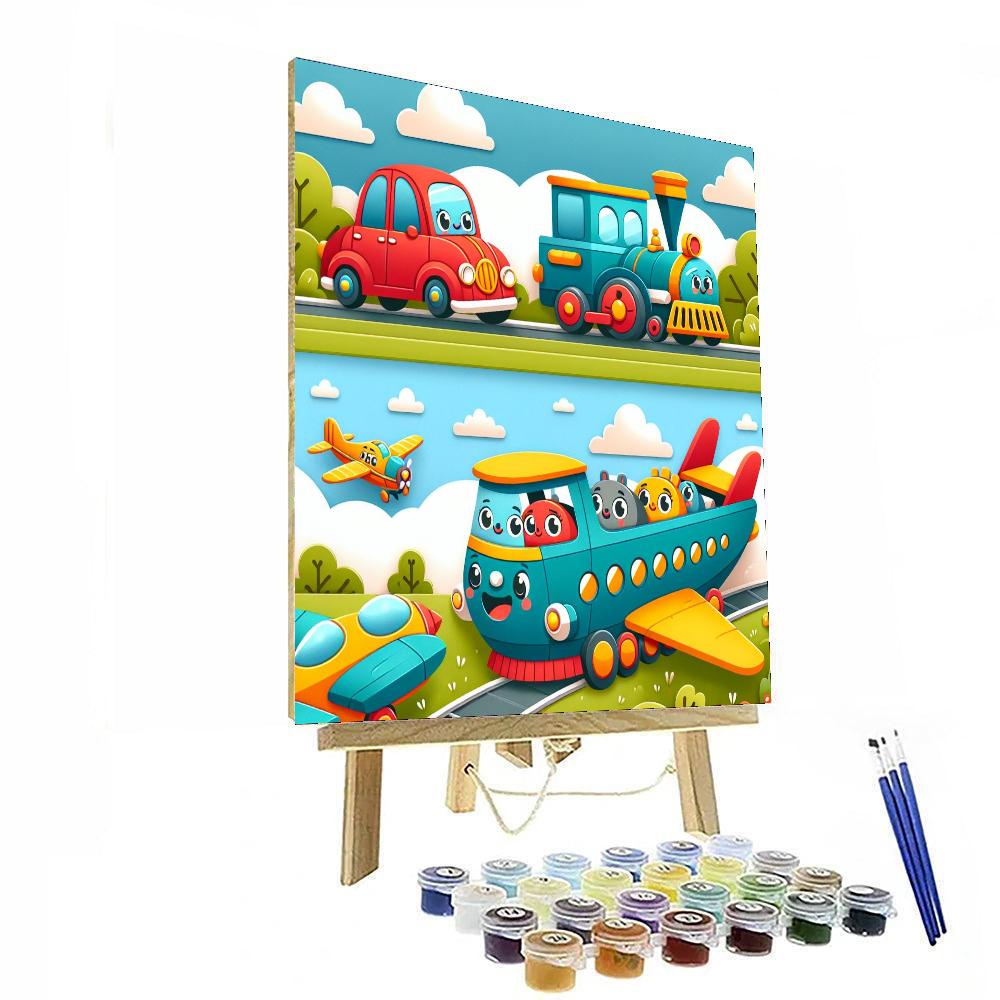 Funky Transportation Adventure Paint By Numbers Art