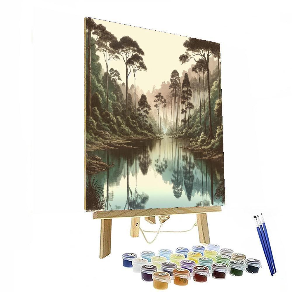 Serene Forest Reflection Number Painting
