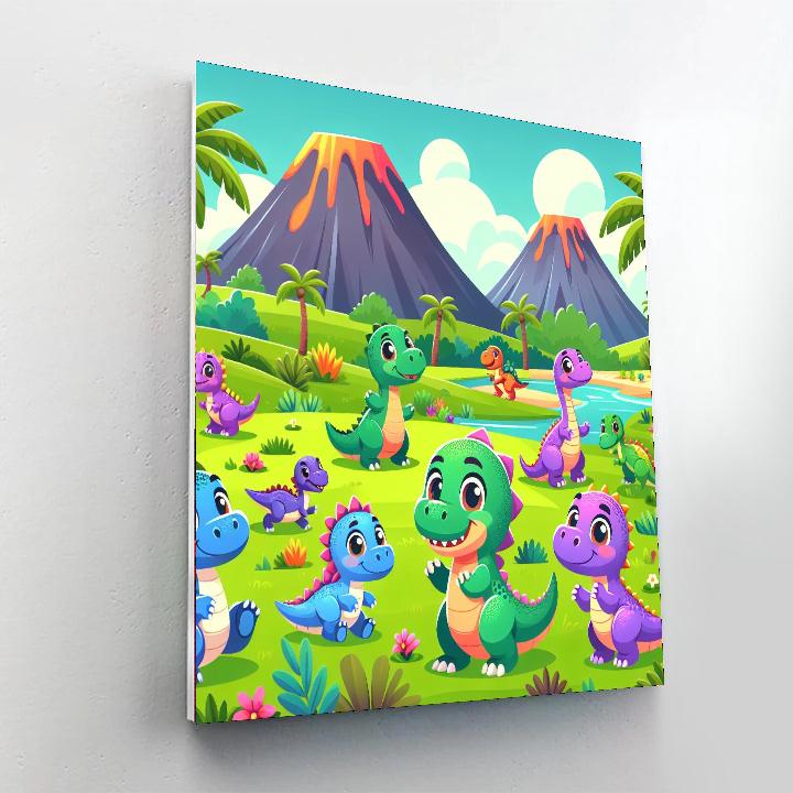 Cute Baby Dinosaurs Number Painting