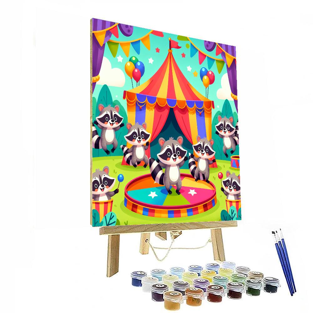 Rainbow Raccoon Circus Paint By Numbers Art