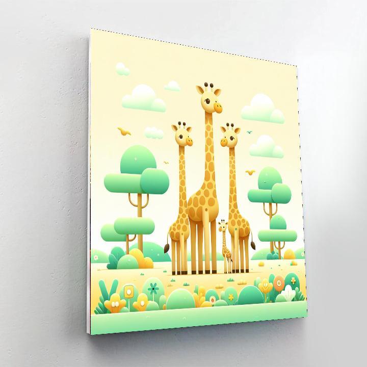 Gentle Giraffe Family Paint By Numbers Art