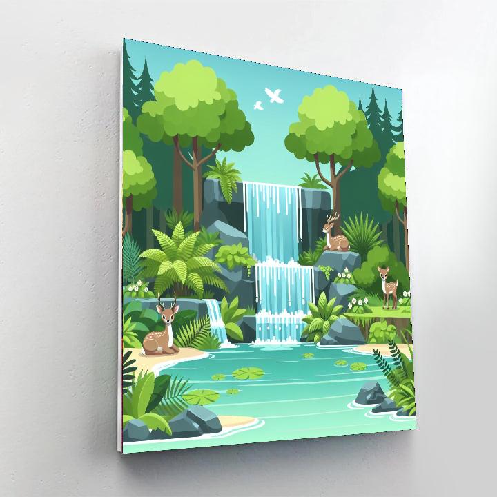 Wondrous Waterfall Vista Number Painting
