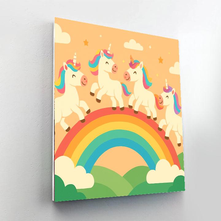 Joyful Rainbow Unicorns Numbered Painting Kits