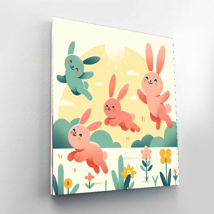 Bouncing Bunny Bash Paint By Numbers Art