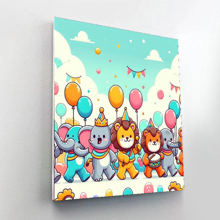 Joyful Parade Of Animals Numbered Painting Kits