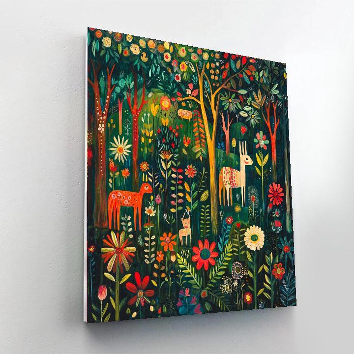 Frida Kahlo Inspired Vibrant Echoes Of The Forest  Numbered Painting Kits