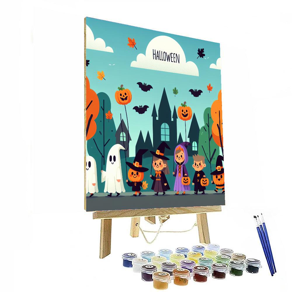 Cheerful Halloween Parade Paint By Numbers Art