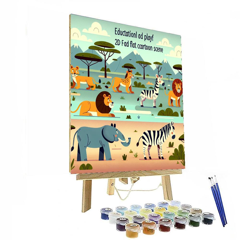 Safari Wildlife Exploration Painting Number Kit