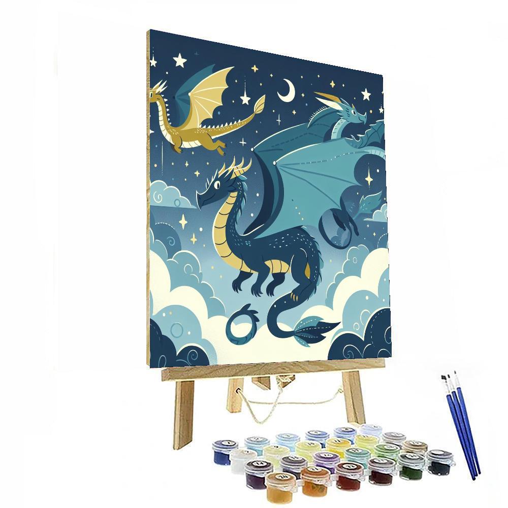 Dragon's Midnight Flight Paint By Numbers Art