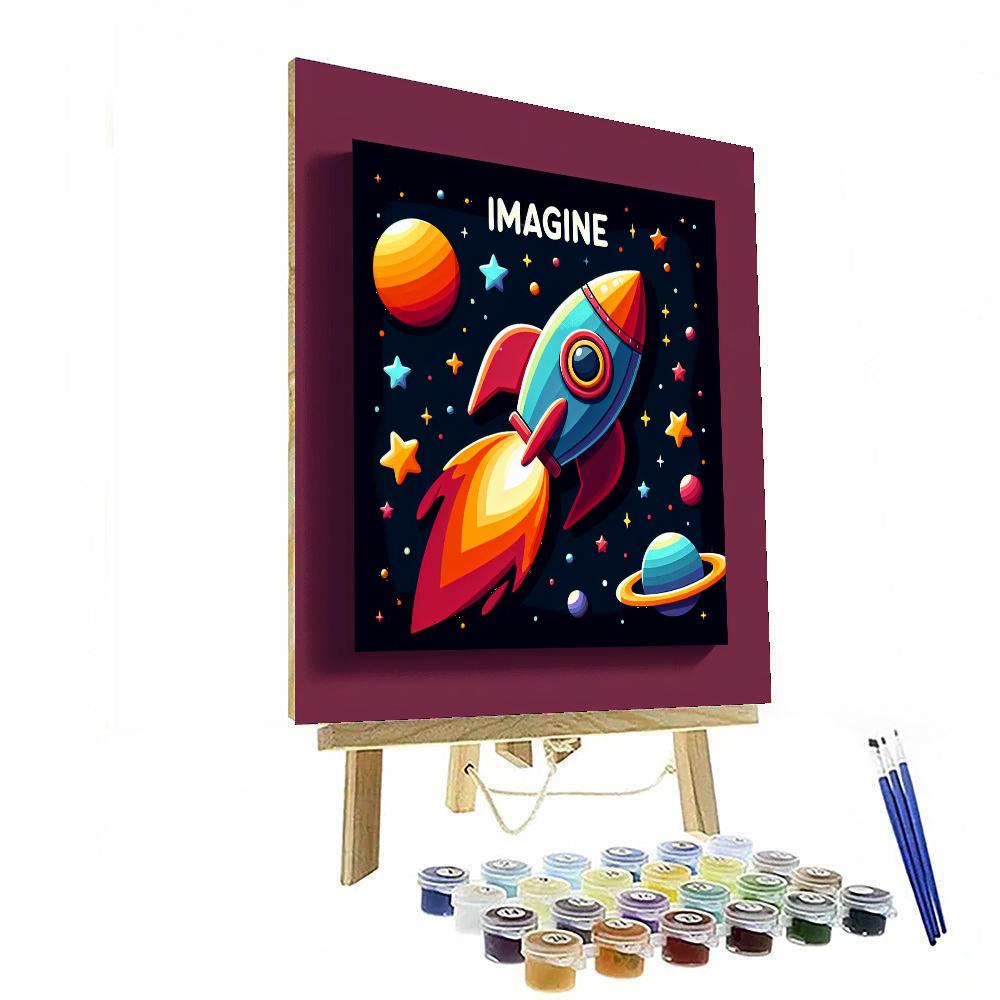 Space Rocket Ride Paint By Numbers Art