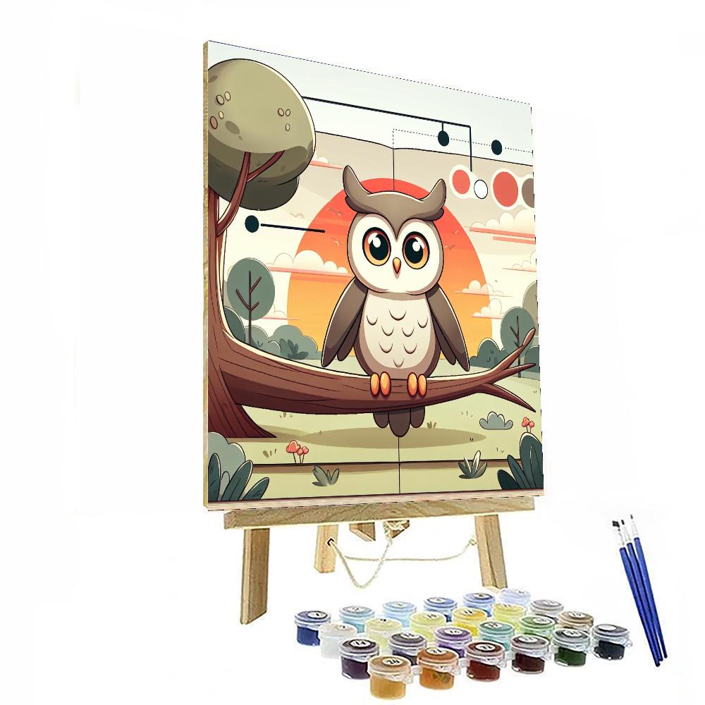 Wise Owl At Dusk Number Painting