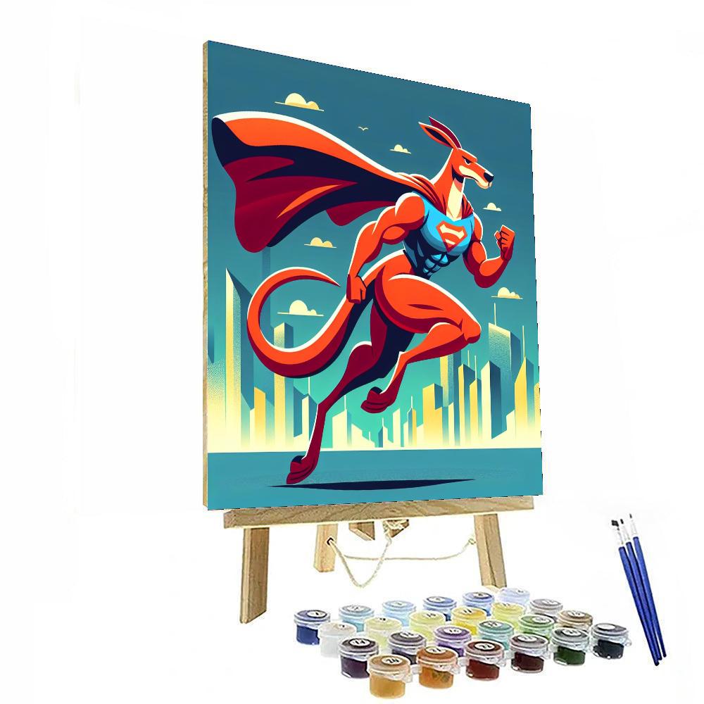 Superhero Kangaroo Number Painting